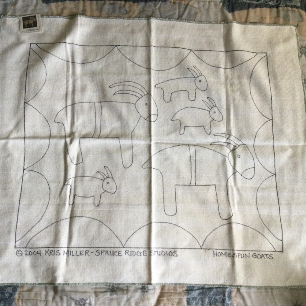 Homespun Goats Rug Hooking Pattern by Spruce Ridge Studios - on monks cloth